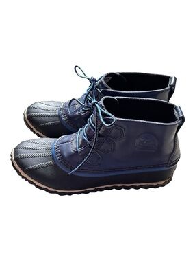 Sorel Out 'N About Nocturnal Blue Patent Duck Rain Boots Waterproof Women's 6